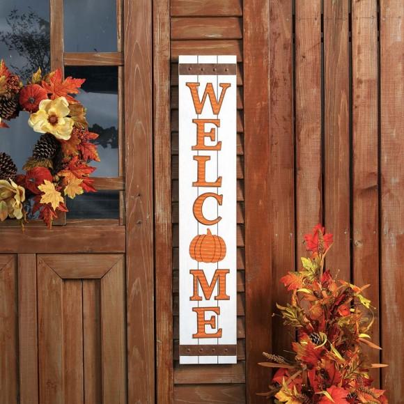 Glitzhome Glitzhome 42"H Fall Wooden "WELCOME" Porch Board Sign