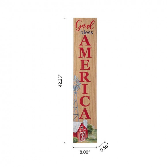 Glitzhome Glitzhome 42"H God Bless America Wooden Porch Board Sign