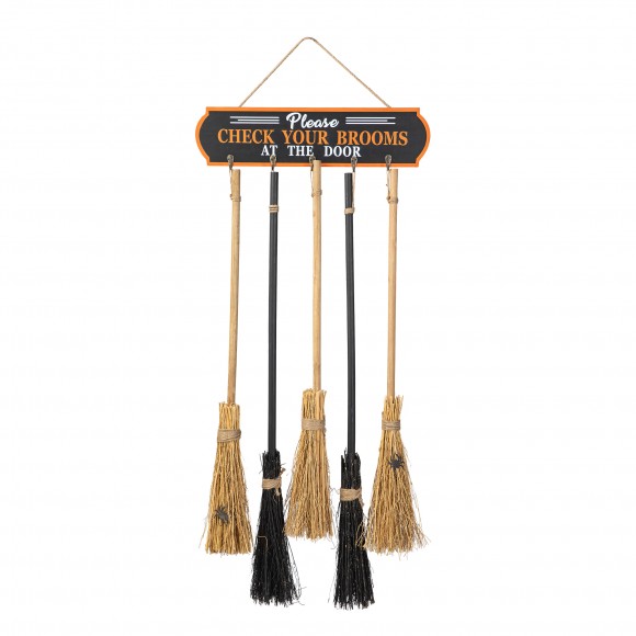 glitzhome Glitzhome 42"H Halloween Wooden Brooms Porch Decor(KD)