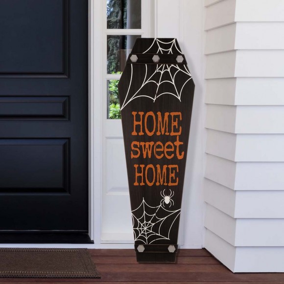 Glitzhome Glitzhome 42"H Halloween Wooden Coffin Porch Leaning Decor