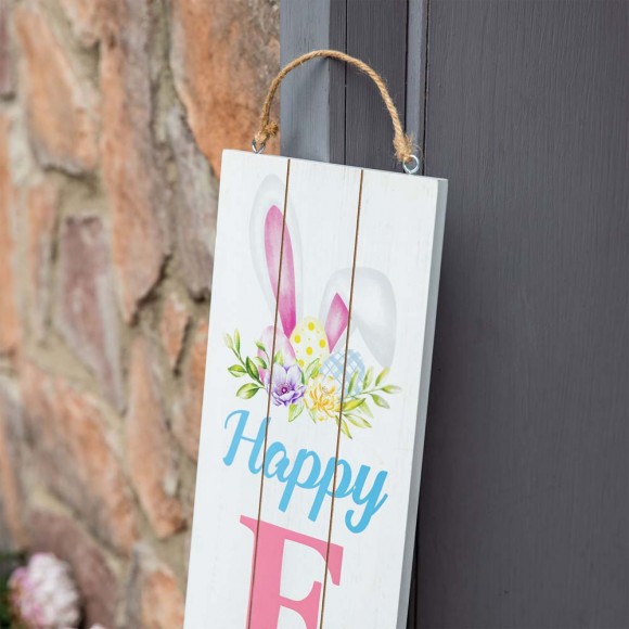 Glitzhome Glitzhome 42"H "Happy EASTER" & "WELCOME" Wooden Double Sided Porch Sign