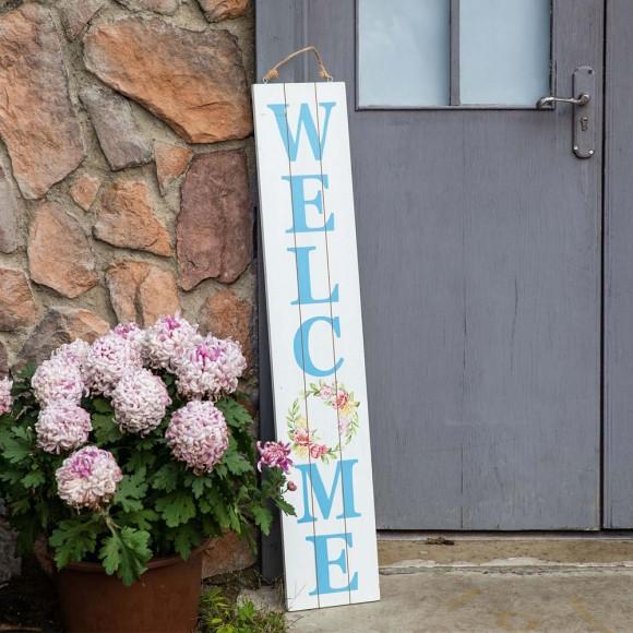 Glitzhome Glitzhome 42"H "Happy EASTER" & "WELCOME" Wooden Double Sided Porch Sign