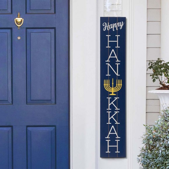 Glitzhome Glitzhome 42"H "Happy HANUKKAH" Wooden Porch Sign Board