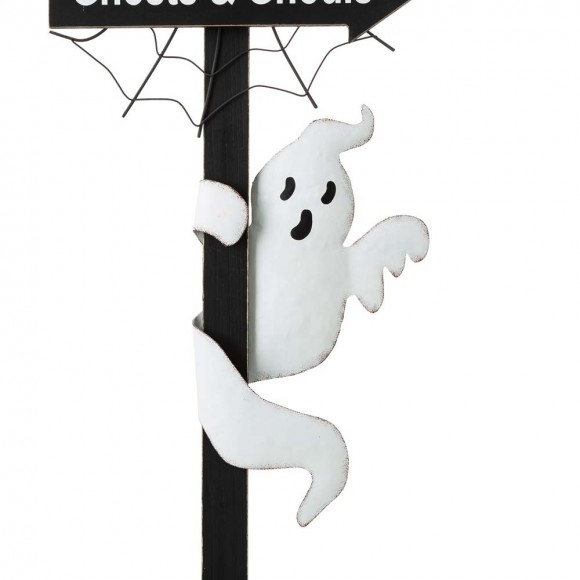 Glitzhome Glitzhome 42"H Lighted Halloween Wooden Street Lamp Design Yard Stake