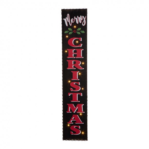 glitzhome Glitzhome 42"H Lighted Wooden Black "Merry CHRISTMAS" Porch Sign Board