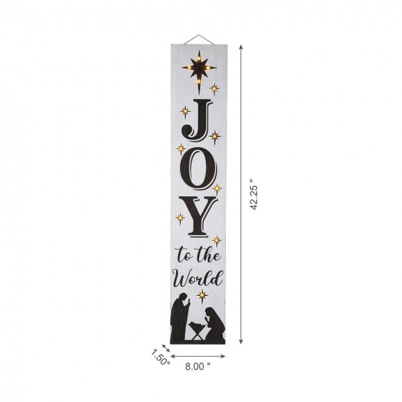 Glitzhome Glitzhome 42"H Lighted Wooden Nativity "JOY To The World" Porch Sign Board