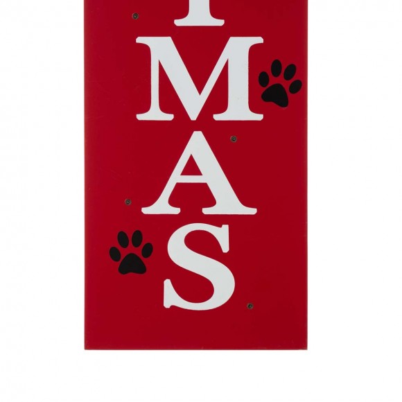 Glitzhome Glitzhome 42"H Lighted Wooden Pet "CHRISTMAS" Porch Sign Board