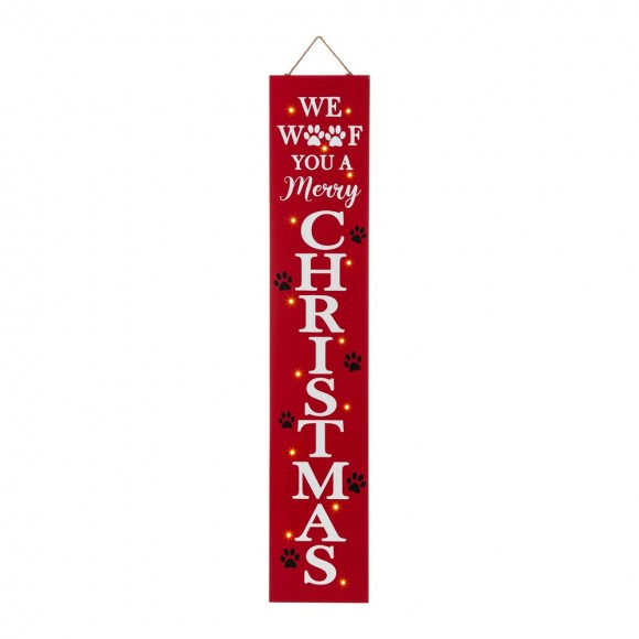 glitzhome Glitzhome 42"H Lighted Wooden Pet "CHRISTMAS" Porch Sign Board