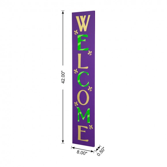 Glitzhome Glitzhome 42"H Mardi Gras "WELCOME" Wooden Porch Sign