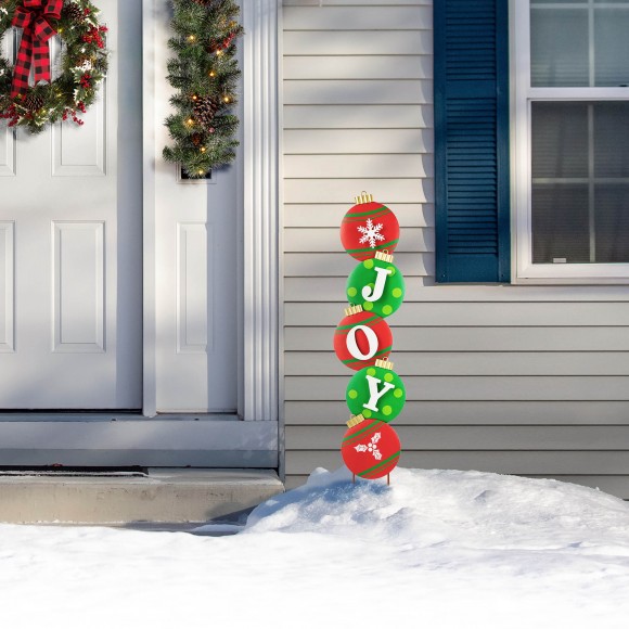 Glitzhome Glitzhome 42"H Metal JOY Ornament Yard Stake Or Wall Decor (Two Function)
