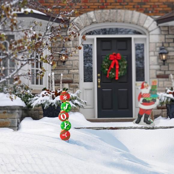 Glitzhome Glitzhome 42"H Metal JOY Ornament Yard Stake Or Wall Decor (Two Function)