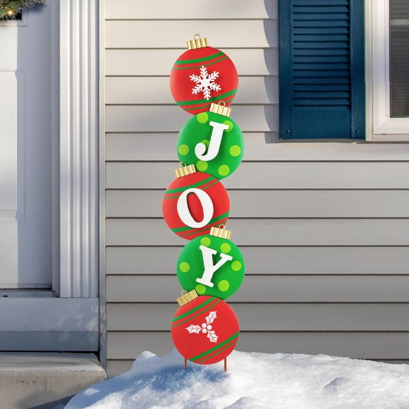 Glitzhome Glitzhome 42"H Metal JOY Ornament Yard Stake Or Wall Decor (Two Function)