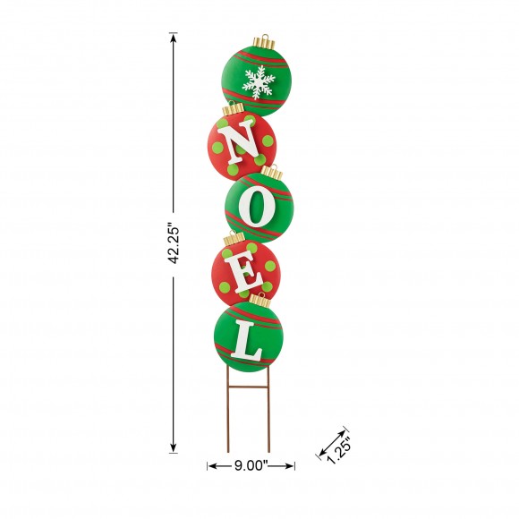 Glitzhome Glitzhome 42"H Metal NOEL Ornament Yard Stake Or Wall Decor (Two Function)