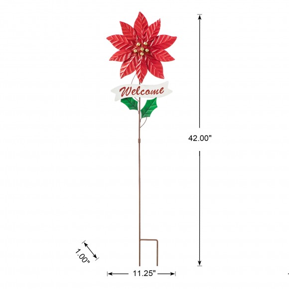 Glitzhome Glitzhome 42"H Metal Poinsettia Yard Stake