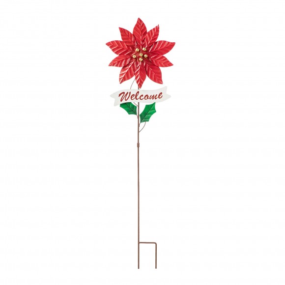 glitzhome Glitzhome 42"H Metal Poinsettia Yard Stake
