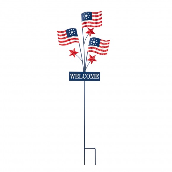 glitzhome Glitzhome 42"H Patriotic Americana Metal Flags Yard Stake (KD)