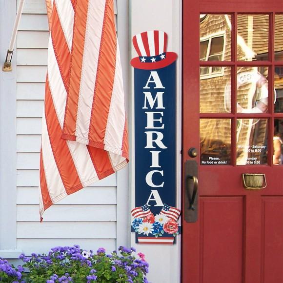Glitzhome Glitzhome 42"H Patriotic Americana Wooden AMERICA Porch Decor