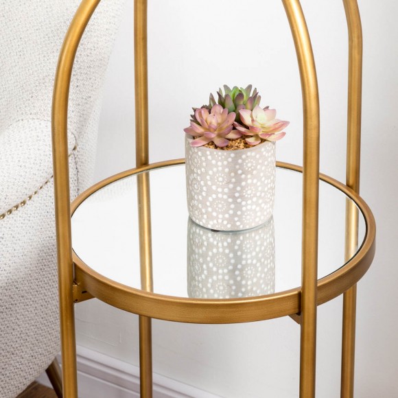 Glitzhome Glitzhome 42"H Regency Modern 2-Tier Gold Mirror Organizer Floor Shelf