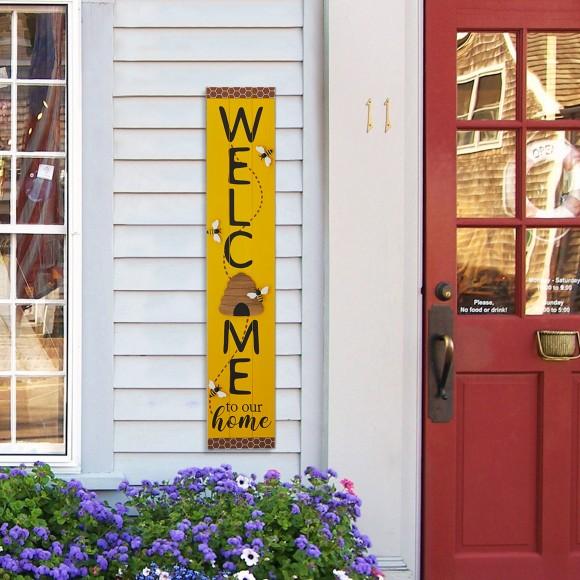 Glitzhome Glitzhome 42"H Solid Wood "WELCOME" Porch Sign With Bee