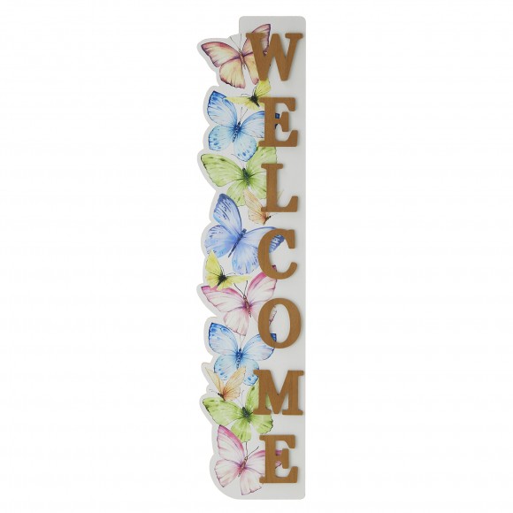 glitzhome Glitzhome 42"H Solid Wood "WELCOME" Porch Sign with Butterfly