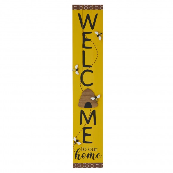 glitzhome Glitzhome 42"H Solid Wood "WELCOME" Porch Sign with Bee