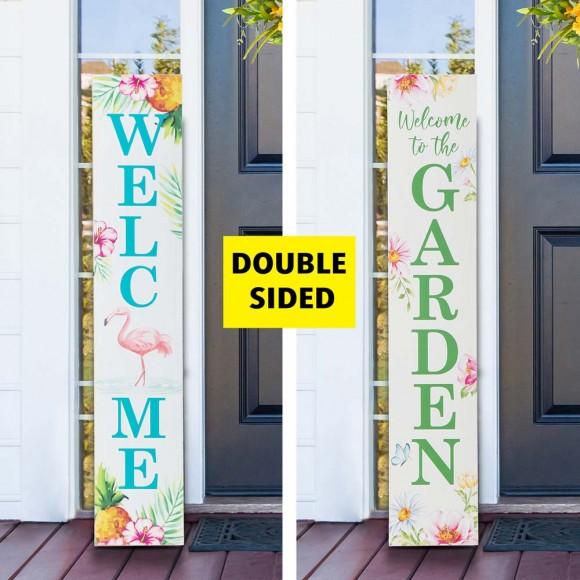 Glitzhome Glitzhome 42"H Spring And Summer Double Sided Wooden "WELCOME GARDEN" Porch Sign