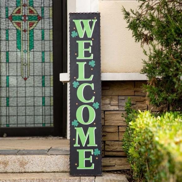 Glitzhome Glitzhome 42"H St. Patrick's Day Lighted Wooden "WELCOME" Porch Sign