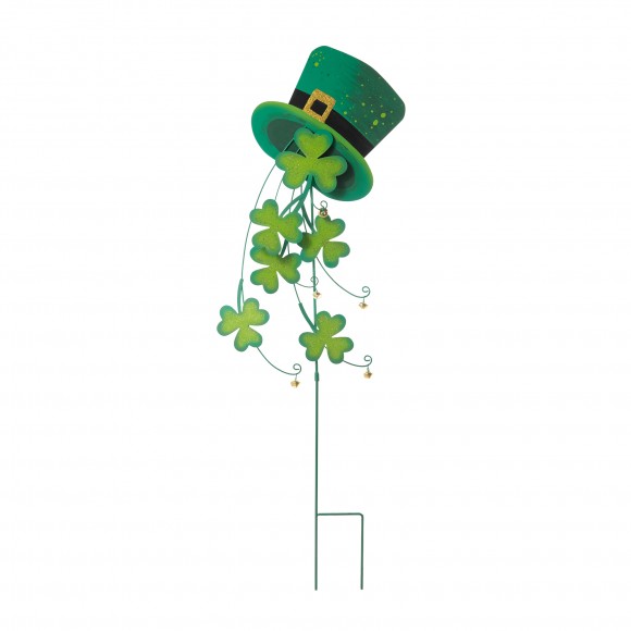 glitzhome Glitzhome 42"H St. Patrick's Metal Leprechaun Hat Shamrocks Yard stake(KD Two Function)