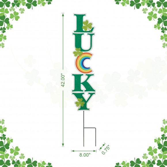 Glitzhome Glitzhome 42"H St. Patrick's Metal LUCKY Yard Stake(KD Two Function)