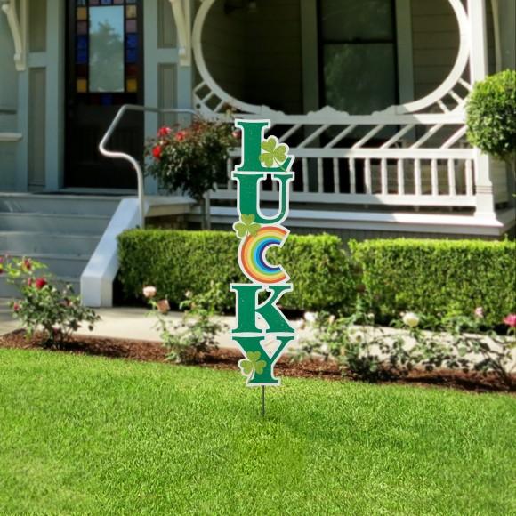Glitzhome Glitzhome 42"H St. Patrick's Metal LUCKY Yard Stake(KD Two Function)