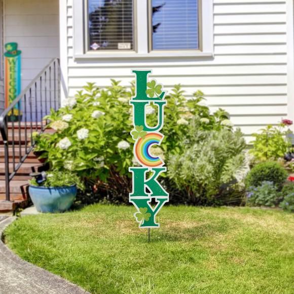 Glitzhome Glitzhome 42"H St. Patrick's Metal LUCKY Yard Stake(KD Two Function)