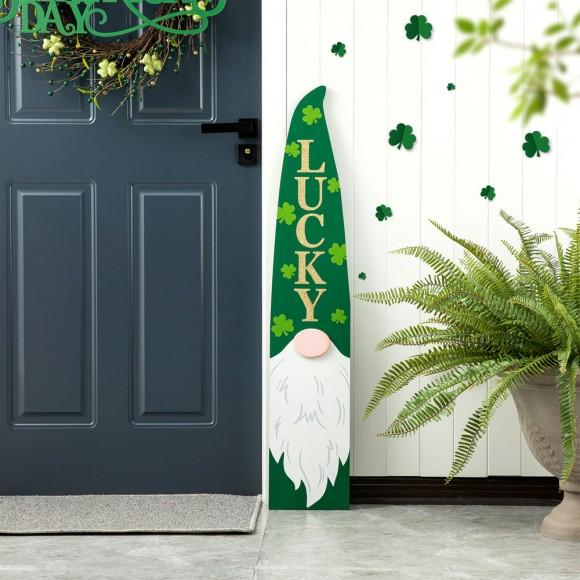 Glitzhome Glitzhome 42"H St. Patrick's Wooden Gonme LUCKY Porch Sign Decor