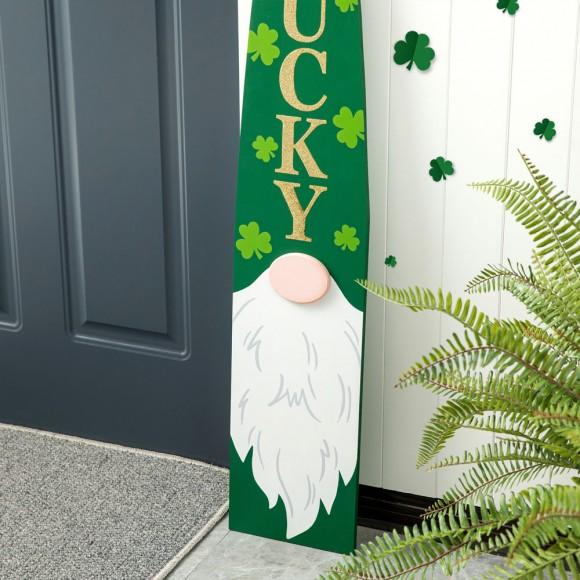 Glitzhome Glitzhome 42"H St. Patrick's Wooden Gonme LUCKY Porch Sign Decor
