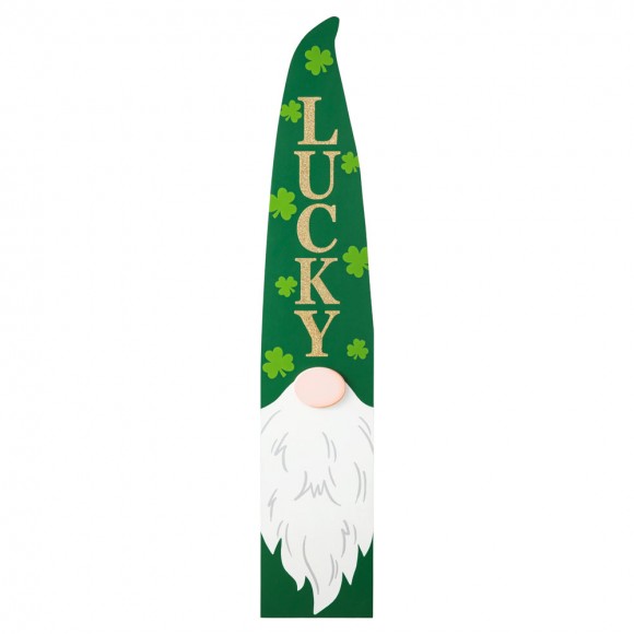 glitzhome Glitzhome 42"H St. Patrick's Wooden Gonme LUCKY Porch Sign Decor