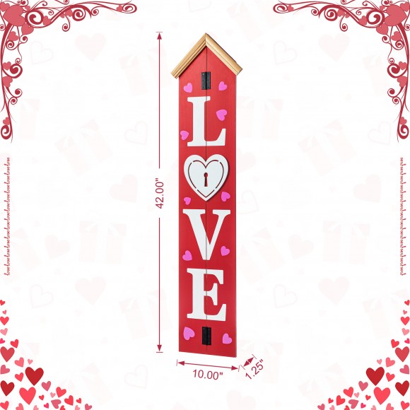 Glitzhome Glitzhome 42"H Valentine's Wooden "LOVE" House-shaped Porch Decor