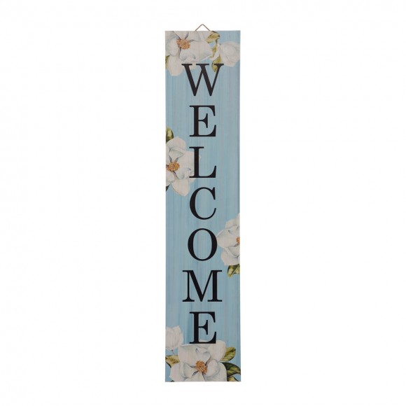 glitzhome Glitzhome 42"H Washed Blue Wooden "WELCOME" Porch Sign