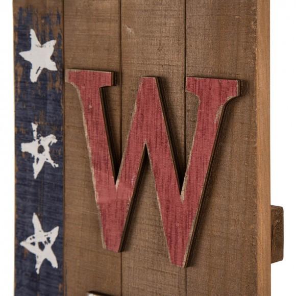 Glitzhome Glitzhome 42"H Welcome Patriotic Wood Stars Porch Board Sign