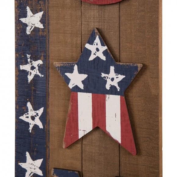 Glitzhome Glitzhome 42"H Welcome Patriotic Wood Stars Porch Board Sign