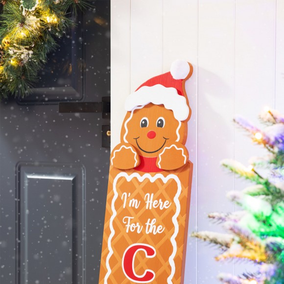 Glitzhome Glitzhome 42"H Wood Gingerbread Man "Cookies" Porch Decor