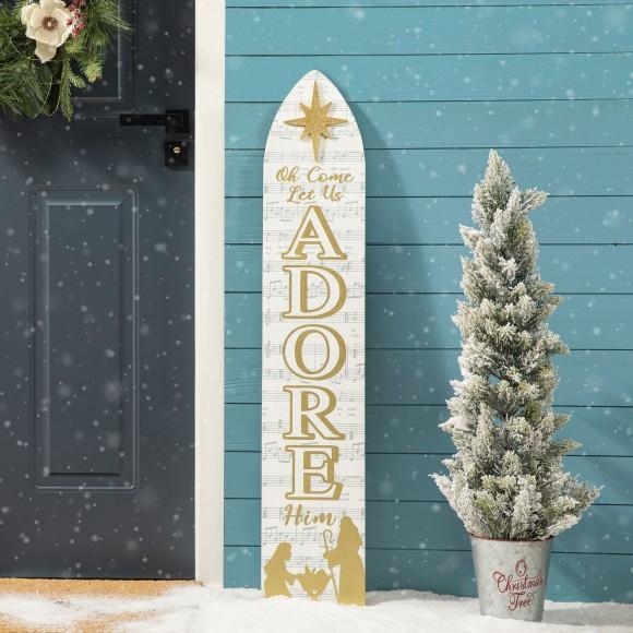 Glitzhome Glitzhome 42"H Wood "Let Us Adore Him" Nativity Porch Decor