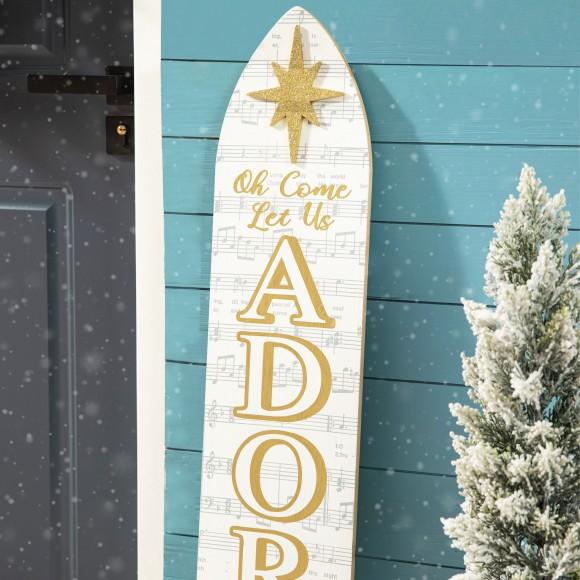 Glitzhome Glitzhome 42"H Wood "Let Us Adore Him" Nativity Porch Decor