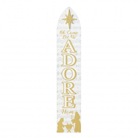 glitzhome Glitzhome 42"H Wood "Let Us Adore Him" Nativity Porch Decor