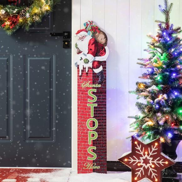 Glitzhome Glitzhome 42"H Wood "Santa Stops Here" Porch Decor