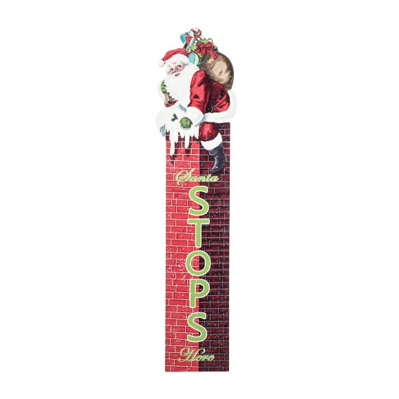 glitzhome Glitzhome 42"H Wood "Santa Stops Here" Porch Decor