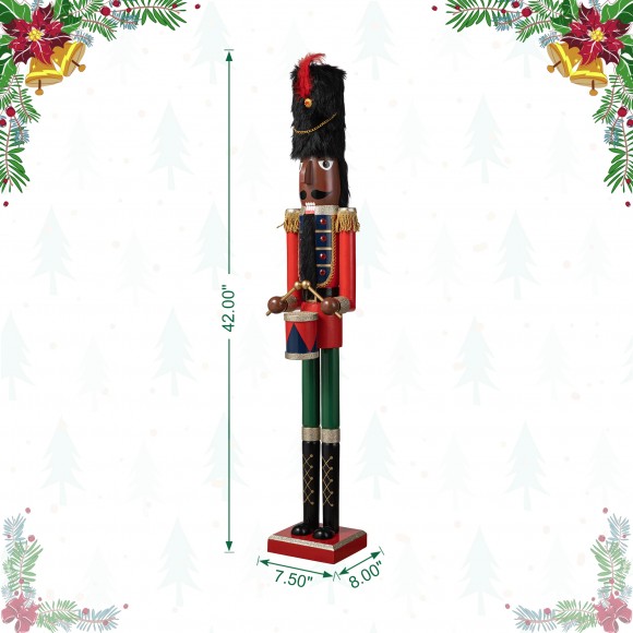 Glitzhome Glitzhome 42"H Wooden Christmas African Soldier Nutcracker