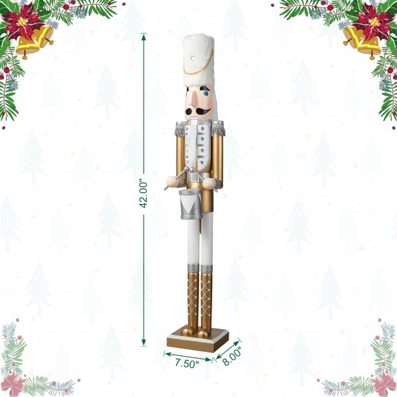 Glitzhome Glitzhome 42"H Wooden Christmas Deluxe Gold Dressed Soldier Nutcracker