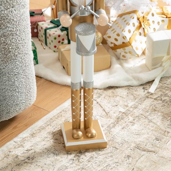 Glitzhome Glitzhome 42"H Wooden Christmas Deluxe Gold Dressed Soldier Nutcracker