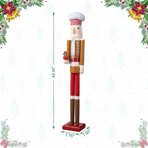 Glitzhome Glitzhome 42"H Wooden Christmas Gingerbread Chef Nutcracker