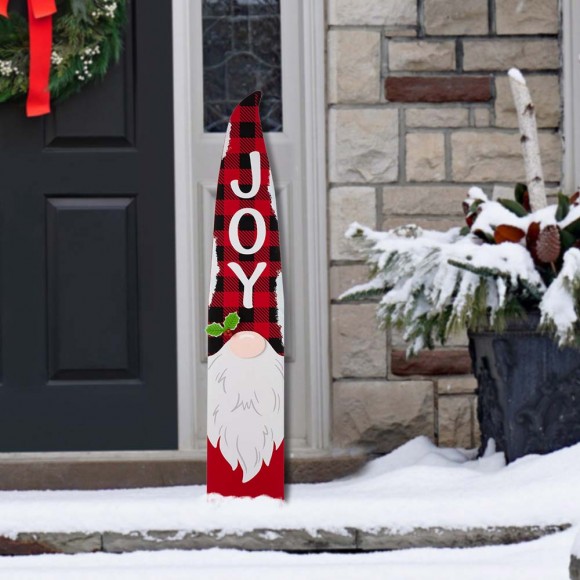 Glitzhome Glitzhome 42"H Wooden Christmas Gnome "JOY" Porch Sign Board