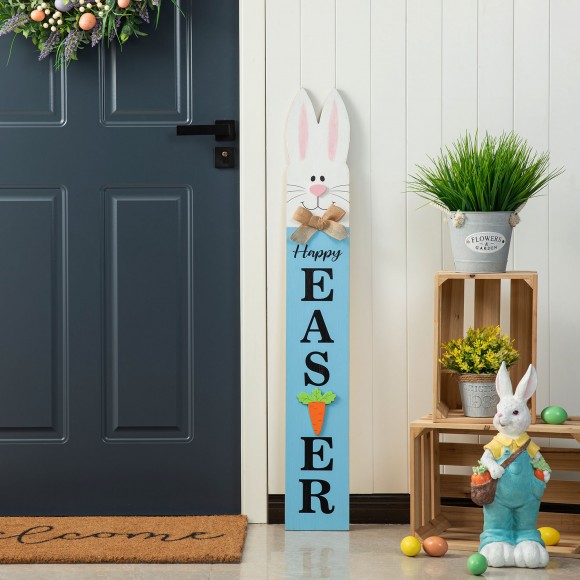 Glitzhome Glitzhome 42"H Wooden Double-Sided Easter Welcome Porch Sign With Bunny Ears